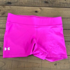 Gently Used Under Armour Spandex Workout Shorts - purple/pink - Large